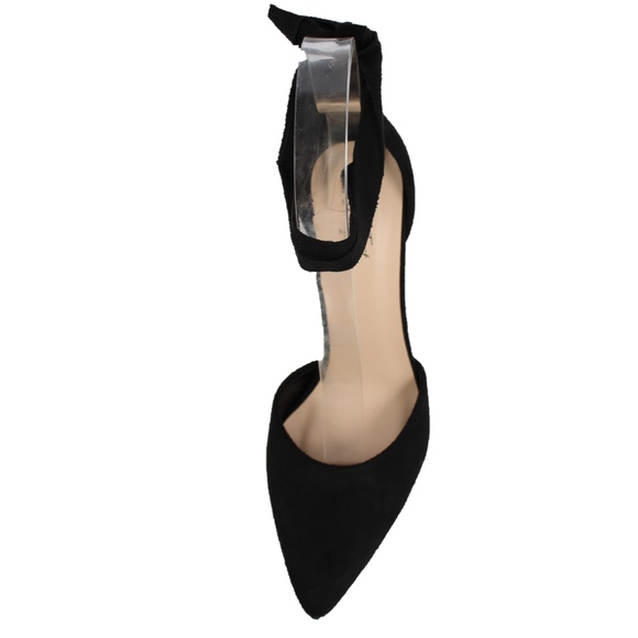SIZE 6.5 and 7.5 Black Faux Suede Pointy Toe Ankle Tie Stiletto Hee - Picture 4 of 7